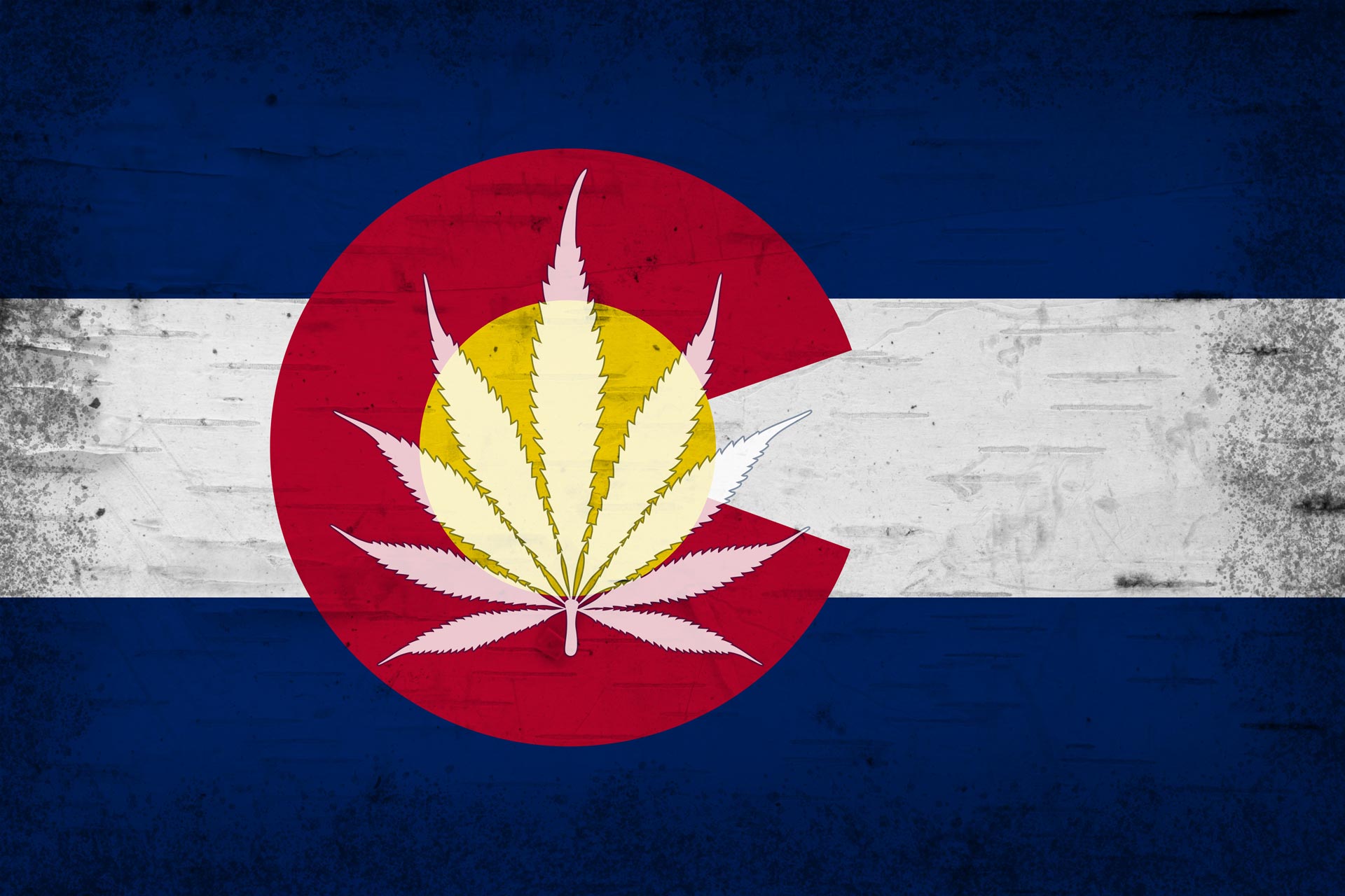 colorado flag with transparent cannabis flower